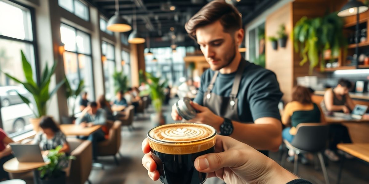 Coffee being served in a trendy café